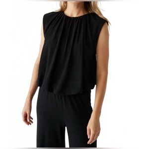 NWT Michael Stars Womens Cindy Bubble Top Black Sleeveless Blouse Small